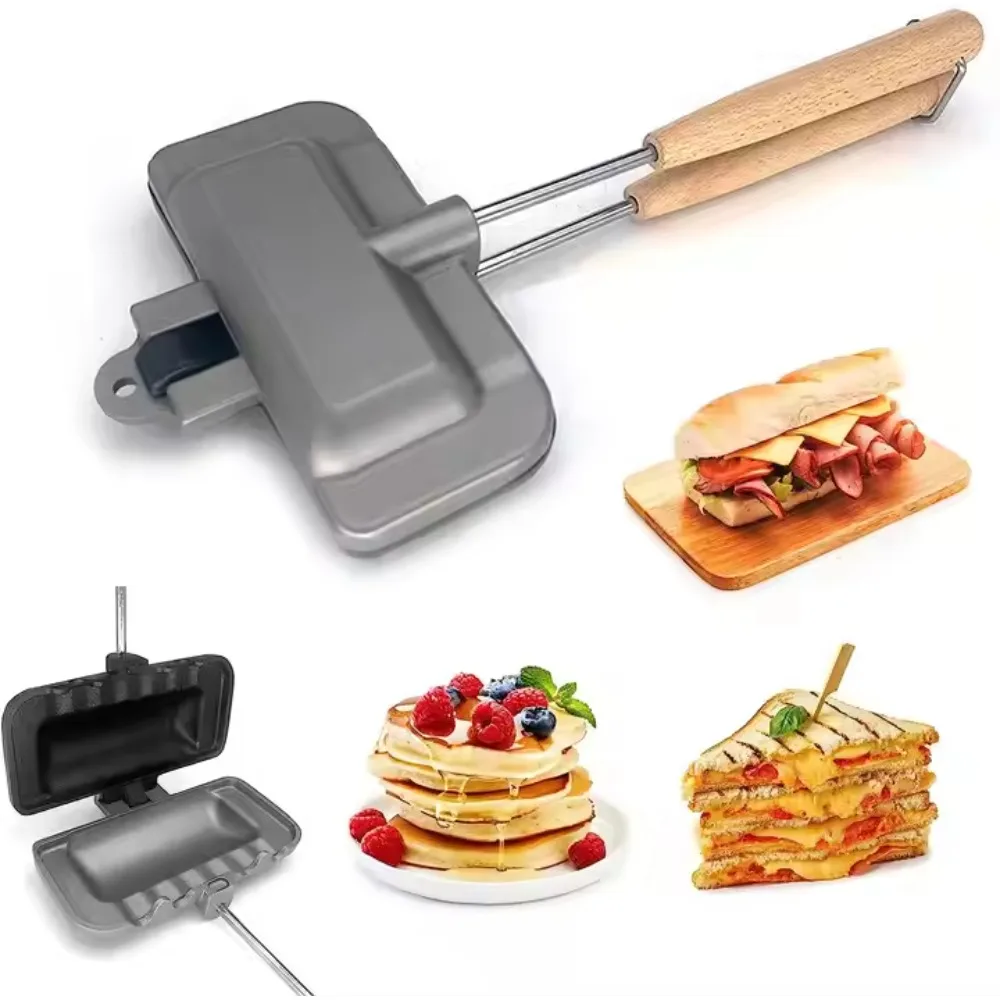Breakfast Sandwich Maker - Double-Sided Sandwich Pan Non-Stick Coating Foldable