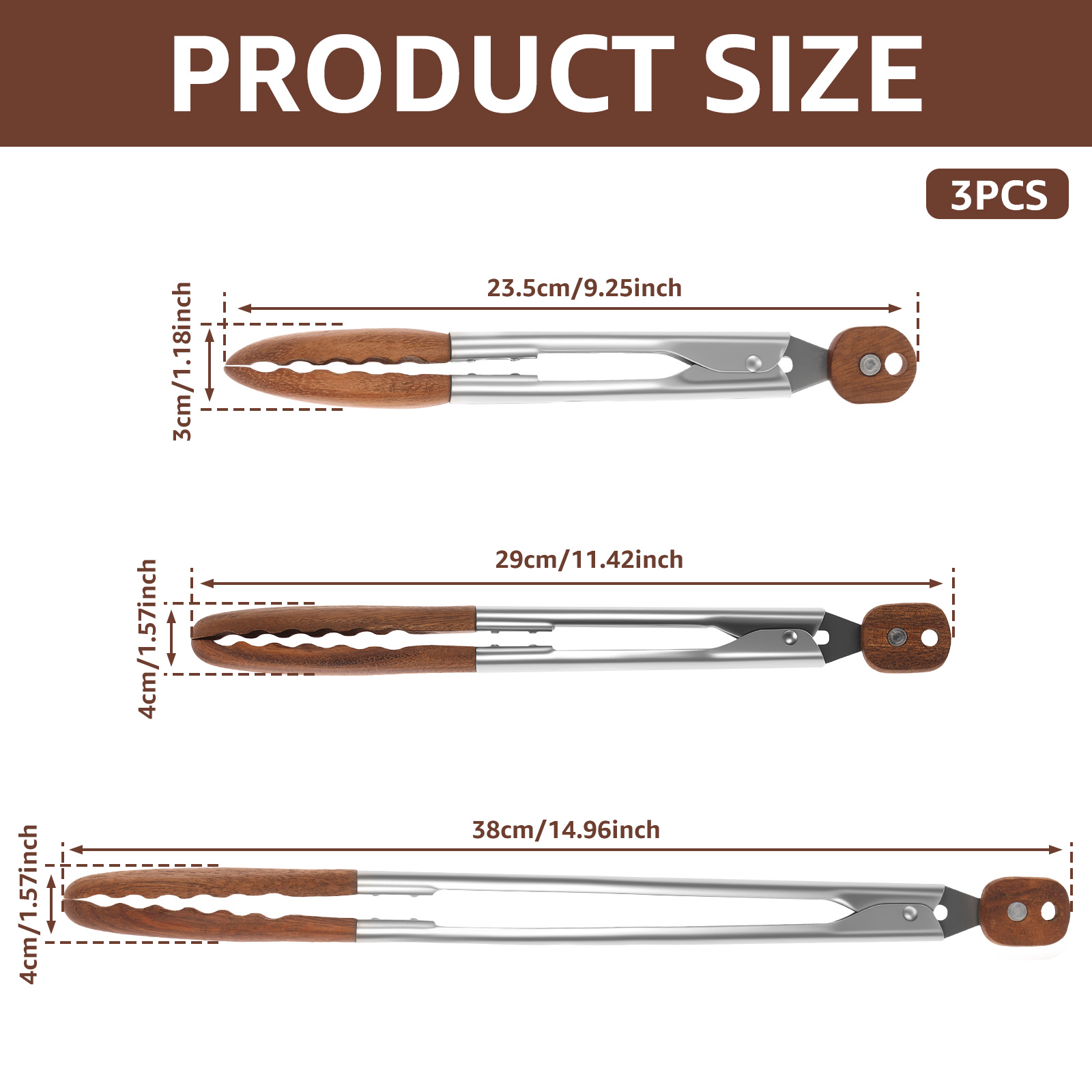 2/3 Pcs Food Tongs Walnut Wood - Kitchen Gadgets And Equipment ulasan dan harga